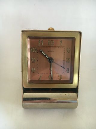 Vintage Lecoultre 2 Day Travelling Alarm Clock In Good Order