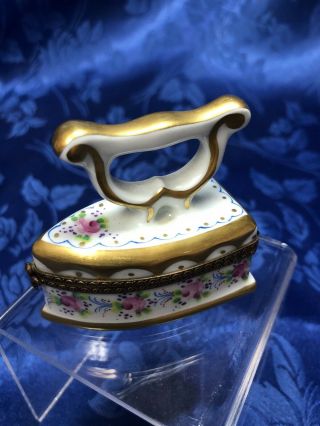 Authentic French Limoges Trinket Box Victorian Iron Chamart Exclusive Peint Main