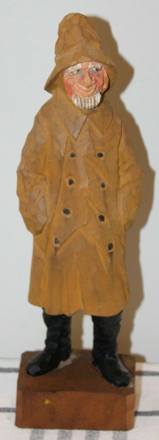 Rare Early Carved Wood Figure Old Salt Sailor By Armand Lamontagne Signed