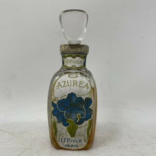Vintage Antique L.  T.  Piver Azurea Paris Perfume Glass Bottle