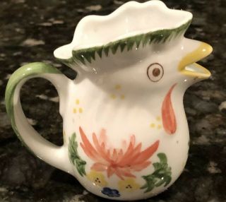Vtg Mini Creamer Pitcher Andrea By Sadek Chicken Rooster Miniature Hand Painted