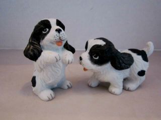 2 Vintage Homco Black White Dog Figurine Porcelain.  1427.  Cocker Spaniel