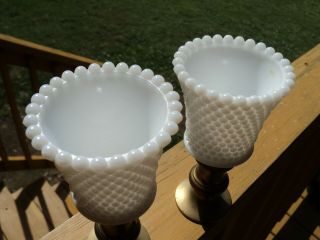 Vintage HOBNAIL White Milk Glass Peg Candle Sconce Votive Cup Holders - - - Set of 2 2