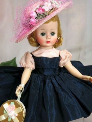 Vintage 1950s Madame Alexander Blonde Cissette Doll Tagged Taffeta Dress Hat