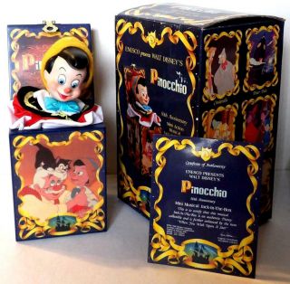 Vintage Enesco Walt Disney Pinocchio Mini Musical Jack In The Box Figurine