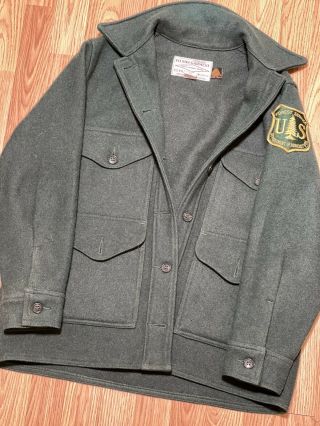 Vintage Filson Mackinaw Cruiser Jacket Size M/l Large Forest Green Virgin Wool