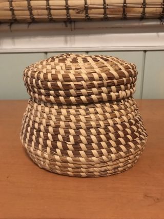 Charleston Sweetgrass Sewing Basket With Lid Handmade With Tag Marie Jefferson
