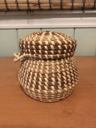 Charleston Sweetgrass Sewing Basket with Lid Handmade with Tag Marie Jefferson 2