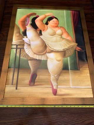 Vintage LARGE print on Canvas Fernando Botero Dancers at Bar 24 x 32 Ballerina 2