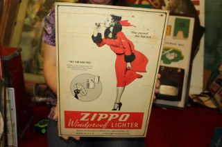 Vintage Zippo Windproof Lighter Cigar Cigarette Gas Oil 16 " Embossed Metal Sign