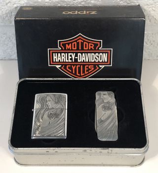 Zippo Harley Davidson Girl Tattoo Lighter Knife Gift Set Unfired Barrett Smythe