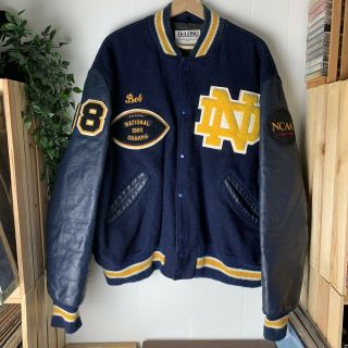 Vintage 80s 1988 University of Notre Dame NCAA Letterman Jacket Football Champs 2