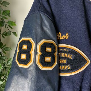 Vintage 80s 1988 University of Notre Dame NCAA Letterman Jacket Football Champs 3