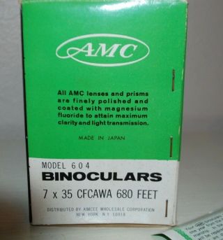 Vintage AMC Model 604 7X35 Binoculars Extra Wide Angle Field of View 1000 Yds 3
