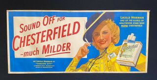 Chesterfield 19x42 Advertising Poster 1952 Lucille Norman - - - - Buy It Now