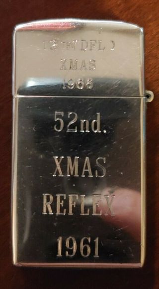 Vintage 1960s Slim Zippo Lighter With Us Air Force Engravings