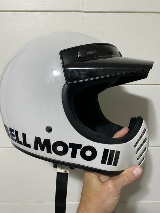 Vintage Bell Moto Iii 3 Pro Helmet Size Medium Motocross Motorcycle Visor White