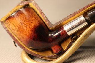 Lovely Patina Cased Antique Block Meerschaum Silver Estate Pipe Pipa Pfeife 烟斗