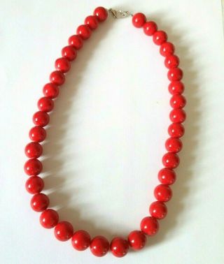 Vintage Natural Red Coral Necklace With Huge Beads 12.  4 Mm