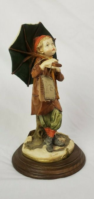 Collector ' s Edition Giuseppe Armani Capodimonte Boy w/ Umbrella Porcelain Figure 2