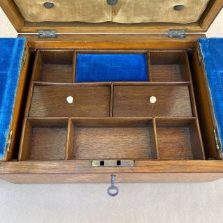 Antique Victorian Wooden Jewelry Box W/ Compartments 3