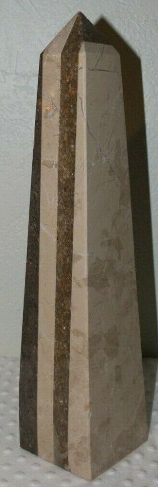 Marble Obelisk Large 18 " Tall Two Tone - Beige & Brown Stripes