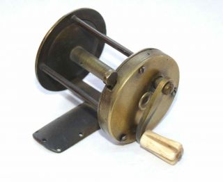 English 1840 - 50 Brass Multiplier Reel Or Winch With Perforated Foot 4 Collector