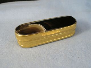 Victorian Antique Brown Banded Agate Stone Vesta Case Matchsafe Snuff Match Box
