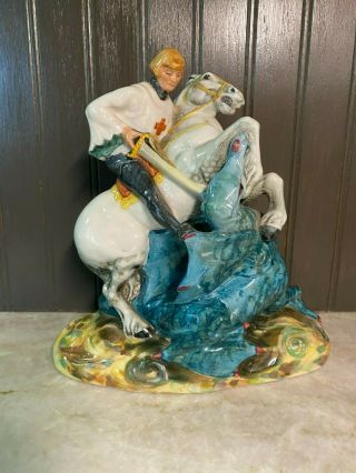 Royal Doulton Figurine “st George” Slaying Dragon Hn2051.  7.  5” England.  No Flaws