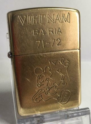 Brass Vietnam Zippo Lighter Double Sided,  71 - 72,  Mickey Mouse