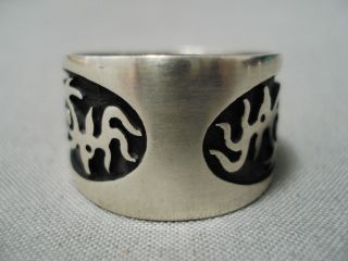 Unique Vintage Hopi Intense Technique Sterling Silver Native American Ring