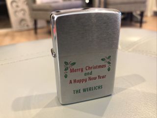 Vintage 1950 - 1957 Zippo Lighter - Merry Christmas & Year 2517191 -