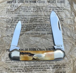 Case Xx Usa 10 Dot 1970 Stag 52131 Canoe Pocket Knife Vintage Old