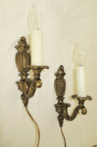 Set Of 2 Vintage French Cast Brass Sconces Wall Light Fixtures From 1950 
