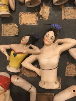 Antique German Hertwig Half Doll Dealer’s Samples Of 13 Upper Bodies Etc. 6