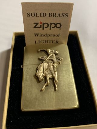Vintage 1994 Zippo Lighter Marlboro Cowboy Riding A Bucking Bronco W/ Box