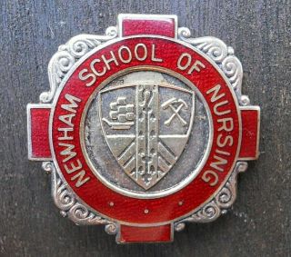 Vintage Enamel & Hm Silver Nurses Badge Newham School Of Nursing Boxed (london)