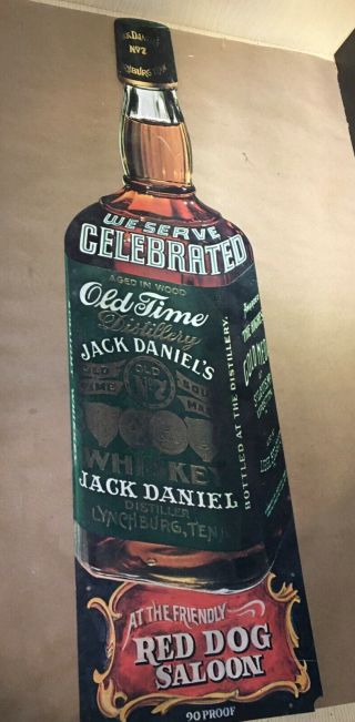 Vintage Jack Daniels Whiskey Tin Sign Green Label Red Dog Saloon Alaska