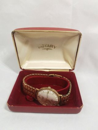 Rotary Watch Vintage Swiss Made 17 Jewel Incabloc Mens 1960s? Wind Up Boxed Gold