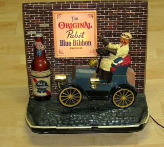 Vintage 1960 Pabst Blue Ribbon Beer Motion Light Bar Sign Old Jalopy Car