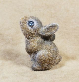 Josef Originals Small Flocked Bunny Rabbit Figurine Figure Vintage