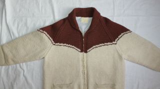 Vintage Cowichan Sweater XXL Hand Knit Equestrian Horses Cardigan Full - zip Wool 3