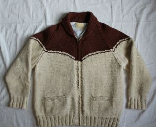 Vintage Cowichan Sweater XXL Hand Knit Equestrian Horses Cardigan Full - zip Wool 4