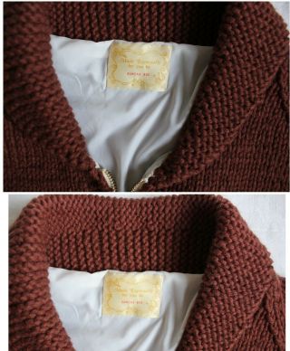 Vintage Cowichan Sweater XXL Hand Knit Equestrian Horses Cardigan Full - zip Wool 5