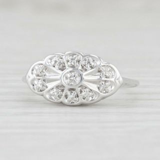 Vintage Princess Diamond Ring 14k White Gold Size 6.  75 Floral Halo