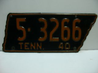 1940 Tennessee State License Plate 5 - 3266 Vintage 3291
