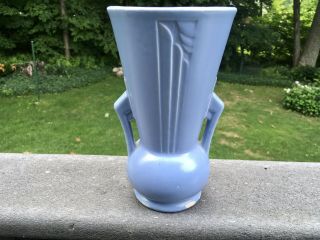 Vintage Mccoy Vase Blue Signed Rb