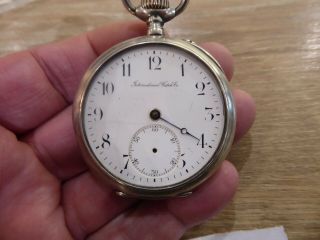 Iwc International Watch Company Rare Silver Cased Antique Gents Pocket Watch