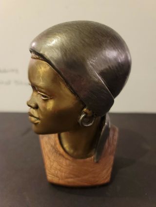 Vintage African Woman Bust Sculpture Signed Numbered By Artist Casper Darare