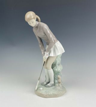Retired Lladro Spain " Lady Golfer " 4851 Signed Painted Porcelain Figurine Jwr